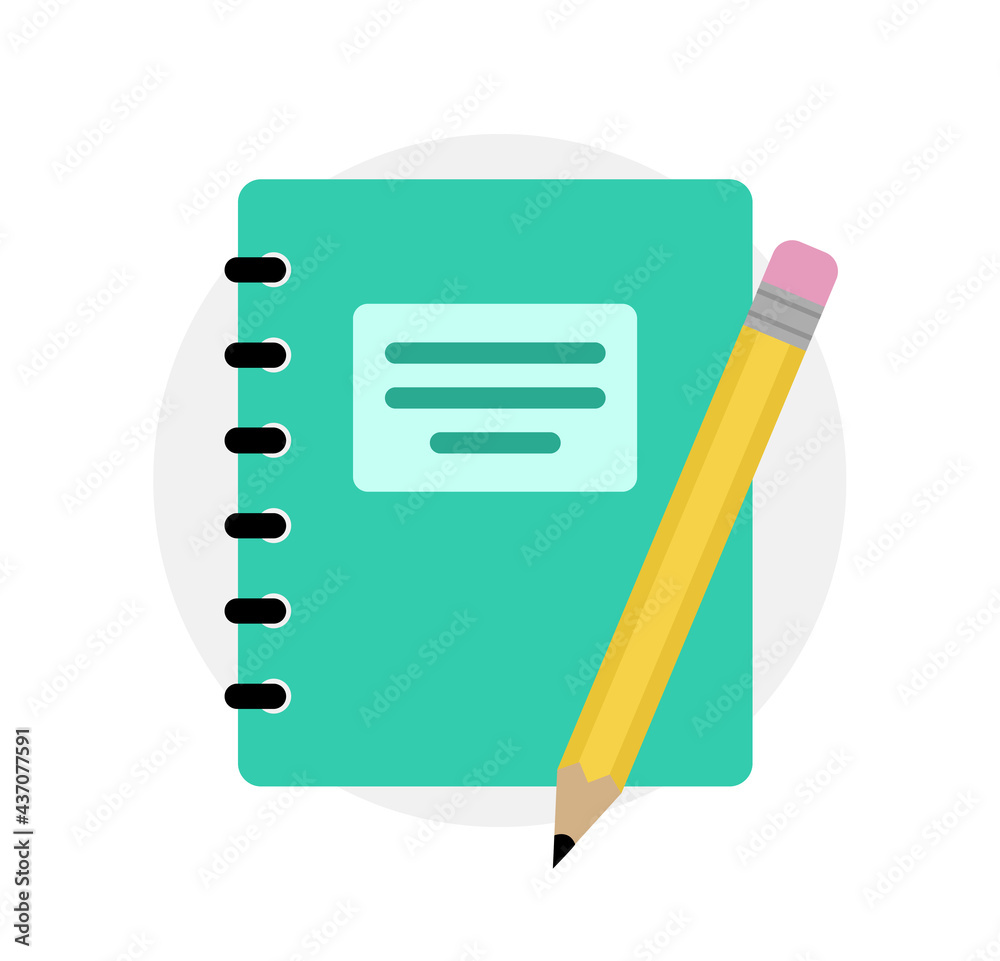 Green notepad with a yellow pencil. Sketchbook or diary for education or work. Vector illustration. Isolated on white background. Flat design.
Green notepad with a yellow pencil. Sketchbook or diary for education or work. Vector illustration. Isolated on white background. Flat design.