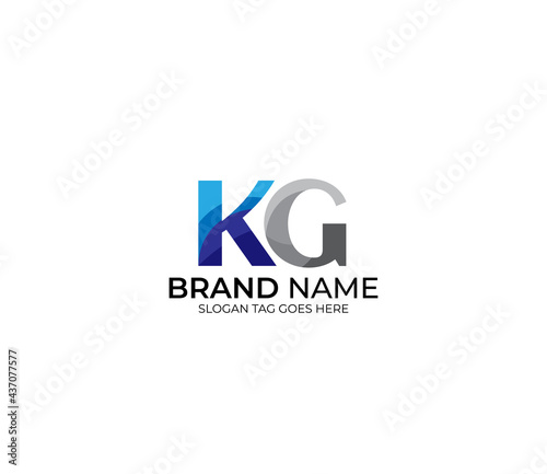Modern KG Alphabet Blue Or Gray Colors Company Based Logo Design Concept