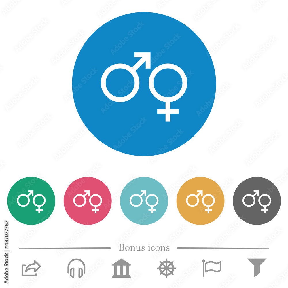 Male and felmale gender symbols flat round icons Male and felmale gender symbols flat round icons
