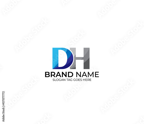 Free Download Modern DH Alphabet Blue Or Gray Colors Company Based Logo Design Concept - GFXLoad