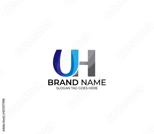 Free Download Modern UH Alphabet Blue Or Gray Colors Company Based Logo Design Concept - GFXLoad