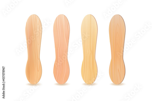 Realistic wooden or plastic sticks.For ice cream or frozen juice, covid test, or medical throat examination.