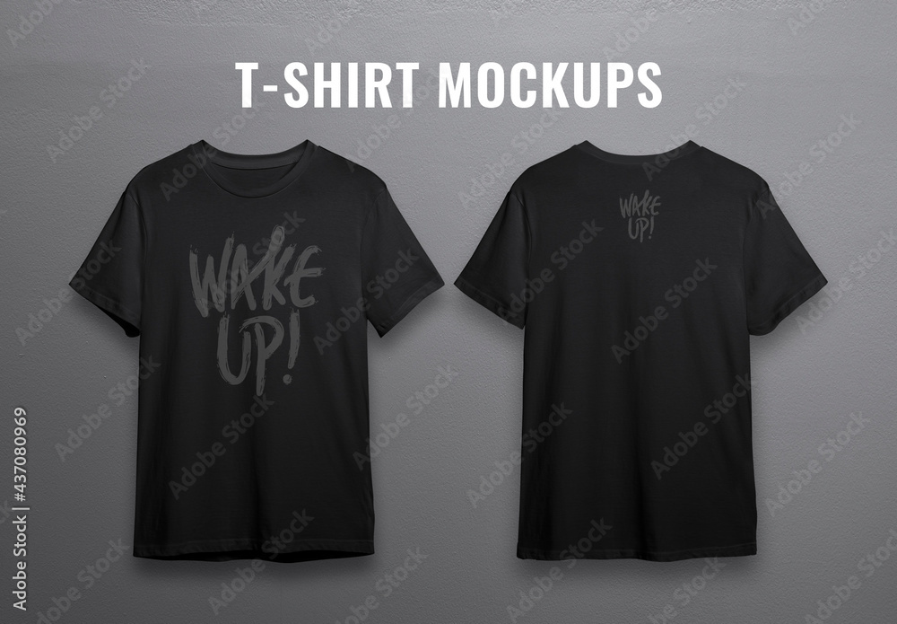 Black T-Shirt Mockups Stock Template | Adobe Stock