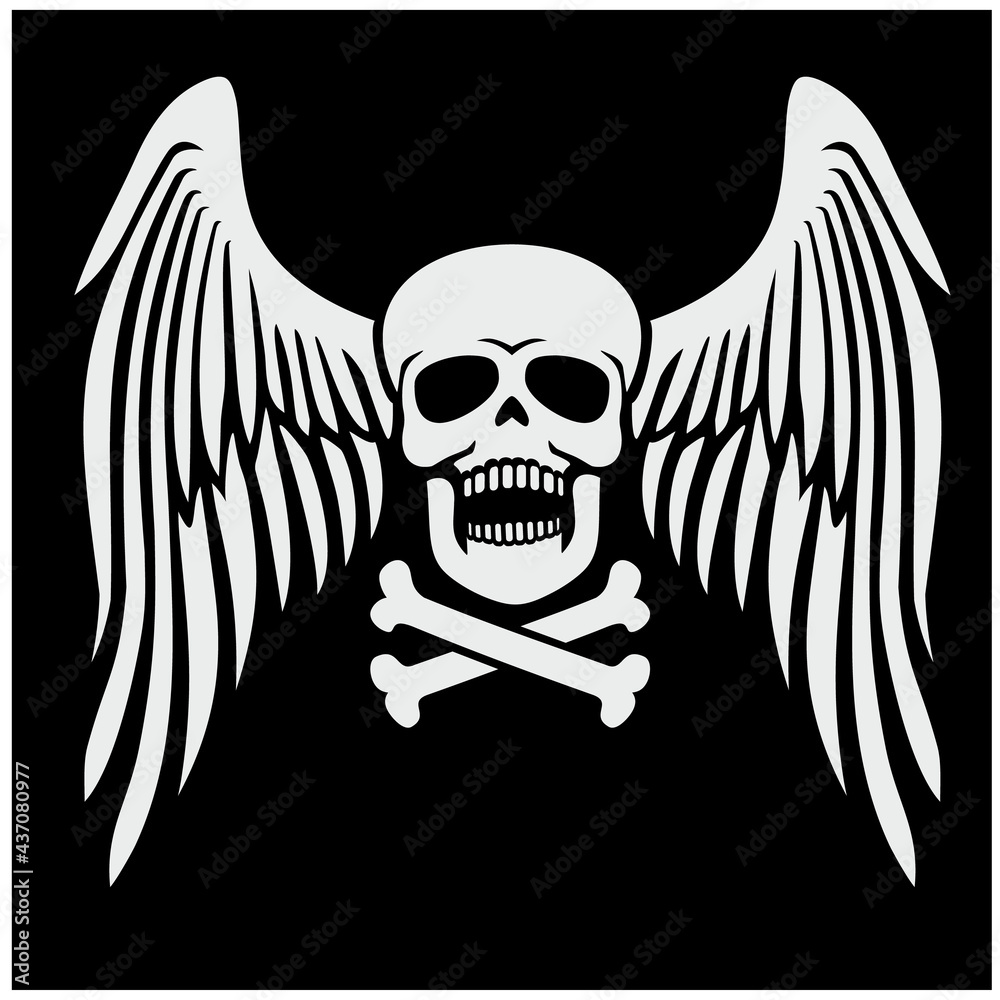 Fototapeta premium military sign with skull and wings, grunge vintage design t shirts 