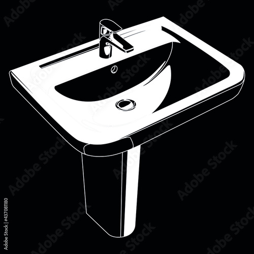 Sink white on black background