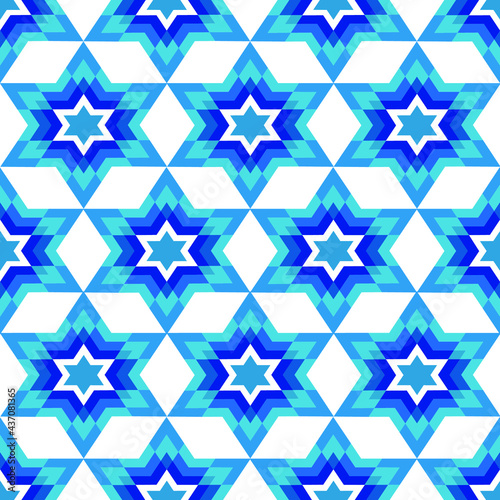 Seamless pattern with traditional  star Magendavid - Star of David. Vector illustration. Patterned geometric background.