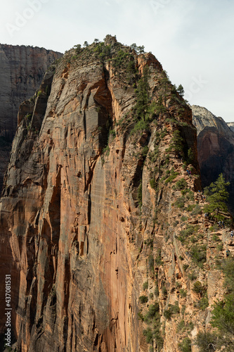 The final narrow ridge of Angel's Landing in Zion National Park Utah.