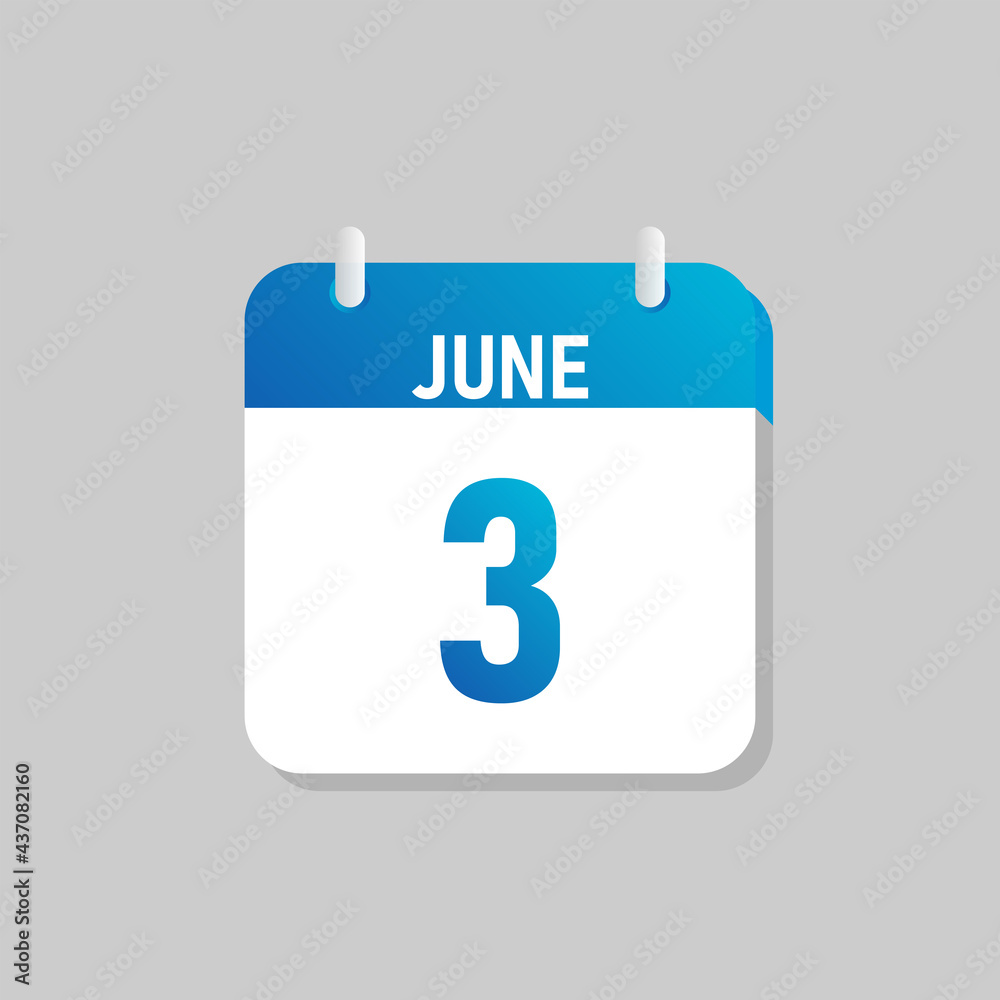 White daily calendar Icon June in a Flat Design style. Easy to edit Isolated vector Illustration. White daily calendar Icon June in a Flat Design style. Easy to edit Isolated vector Illustration.
