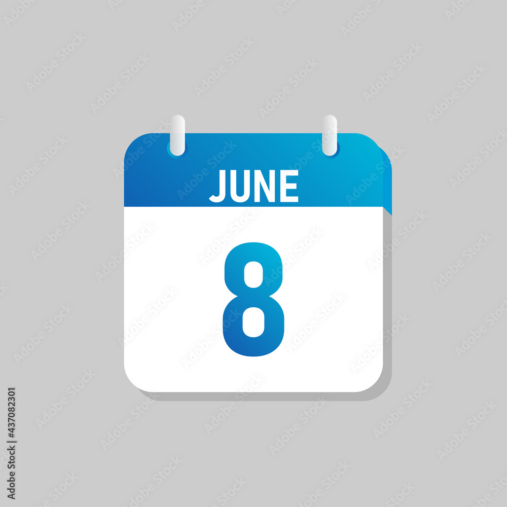 White daily calendar Icon June in a Flat Design style. Easy to edit Isolated vector Illustration. White daily calendar Icon June in a Flat Design style. Easy to edit Isolated vector Illustration.
