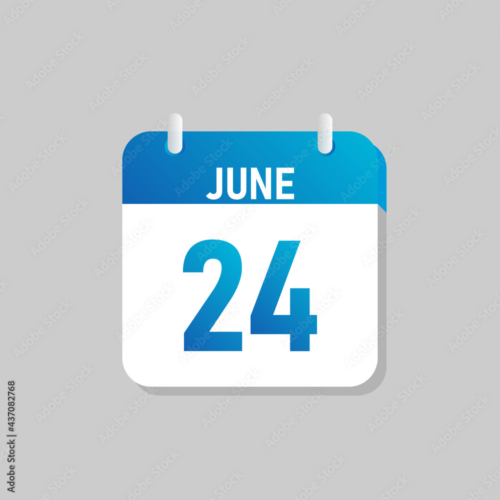 White daily calendar Icon June in a Flat Design style. Easy to edit Isolated vector Illustration. White daily calendar Icon June in a Flat Design style. Easy to edit Isolated vector Illustration.