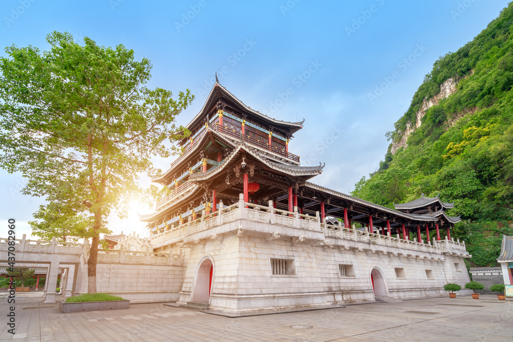 Naklejka premium Ancient buildings in the city, Liuzhou, Guangxi, China.