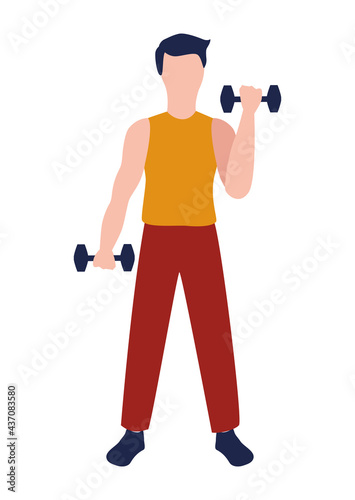 man fitness lifting dumbbells