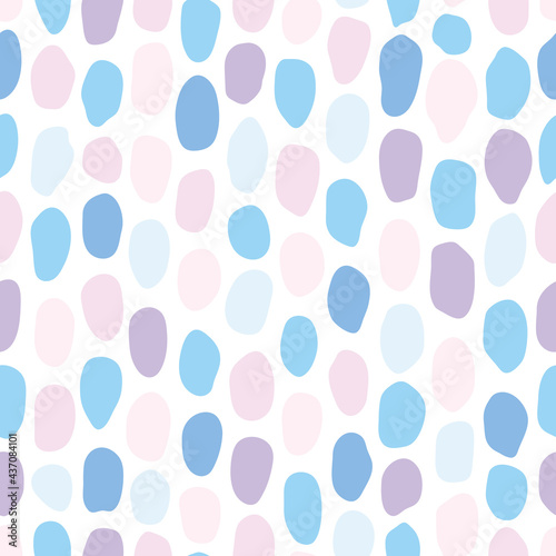 Vector pastel vertical doodle dots seamless pattern. Blue and pink hand drawn repeat background. For fabric, wrapping, invitations, card, scrapbooking or wallpaper.