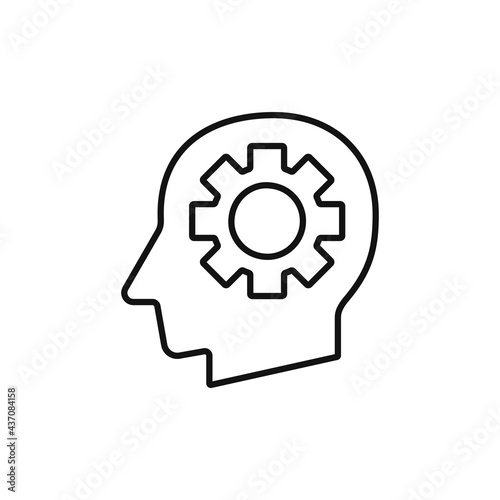 Human head with cog silhouette vector illustration
