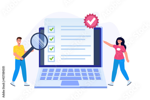 Standard for quality control, international certification concept. Vector illustration