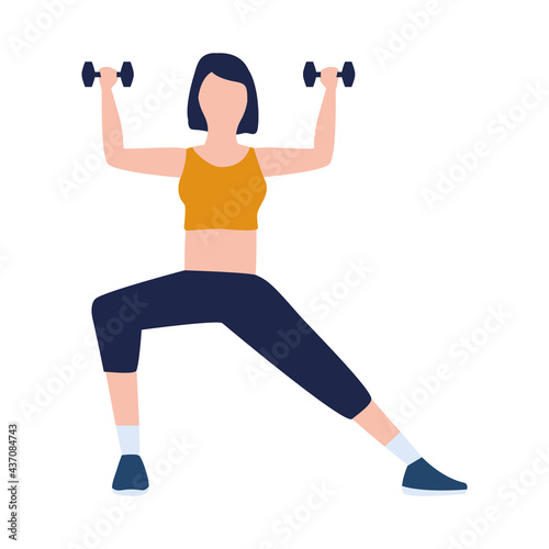 woman fitness with dumbbells