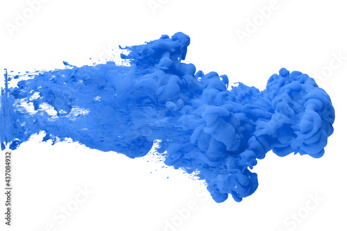 acrylic ink in water form an abstract smoke pattern isolated on white background