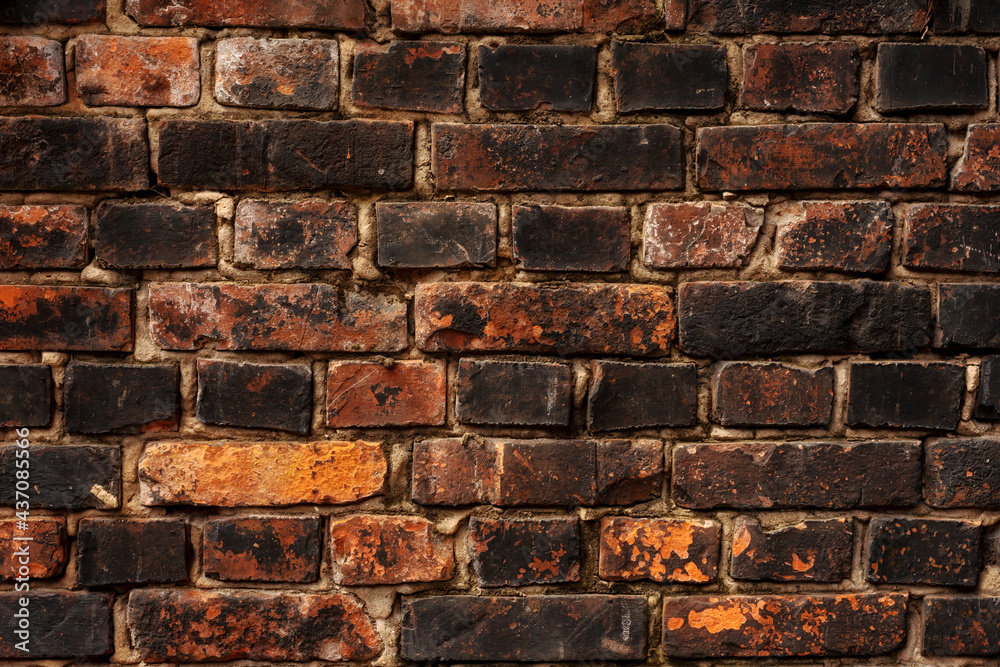 Brick wall. Red burnt brick. Background or texture of blocks of ...