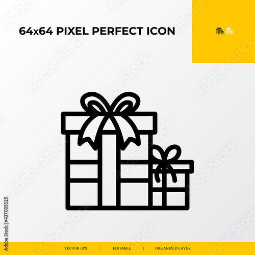 Gift icon.E-commerce Related Vector Line Icons.64x64 pixel perfect icons
