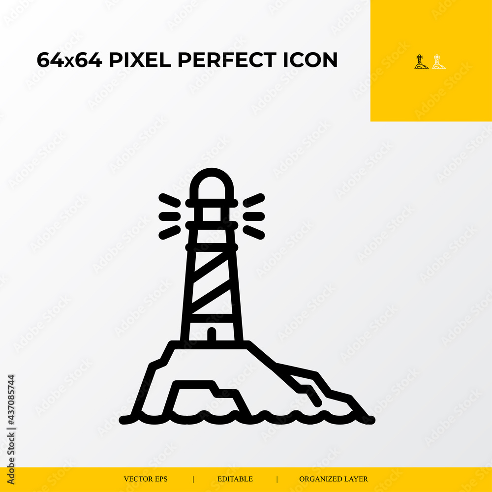 Lighthouse icon. Ocean icon. 64x64 pixel perfect icon