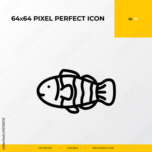 Clown fish icon. Ocean icon. 64x64 pixel perfect icon