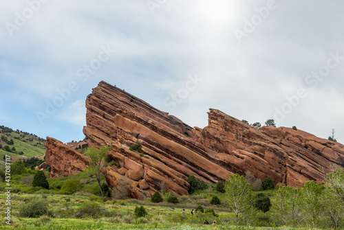 Scenic spring landscape in Red Rocks Park near the town of Morrison, Colorado photo