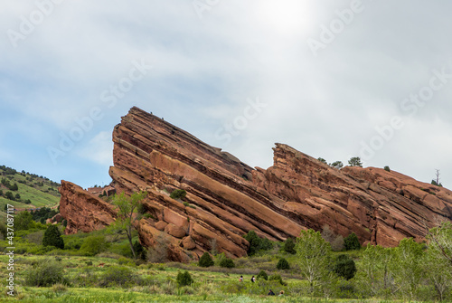 Scenic spring landscape in Red Rocks Park near the town of Morrison, Colorado