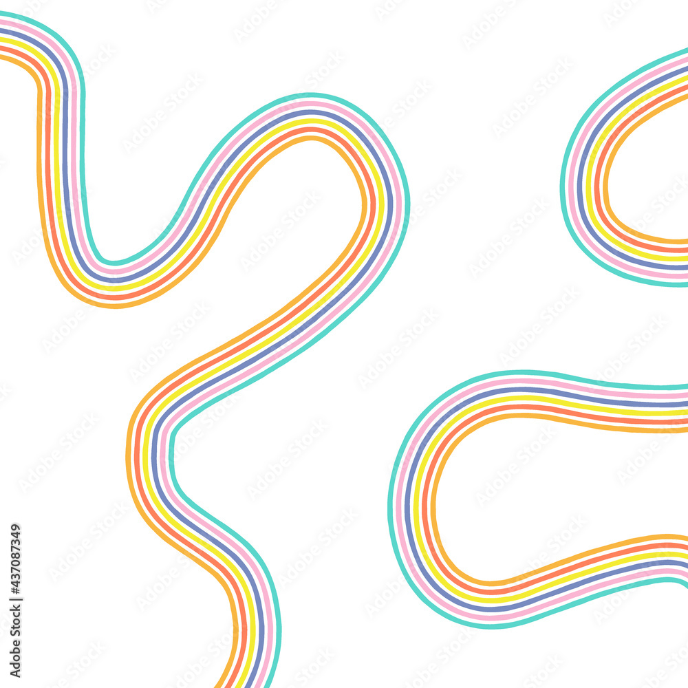 Abstract rainbow colour waves vector background. Geometric vibrant wavy stripe backdrop. Groovy