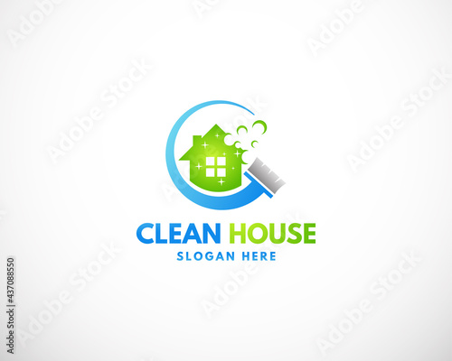 clean house logo creative design care symbol