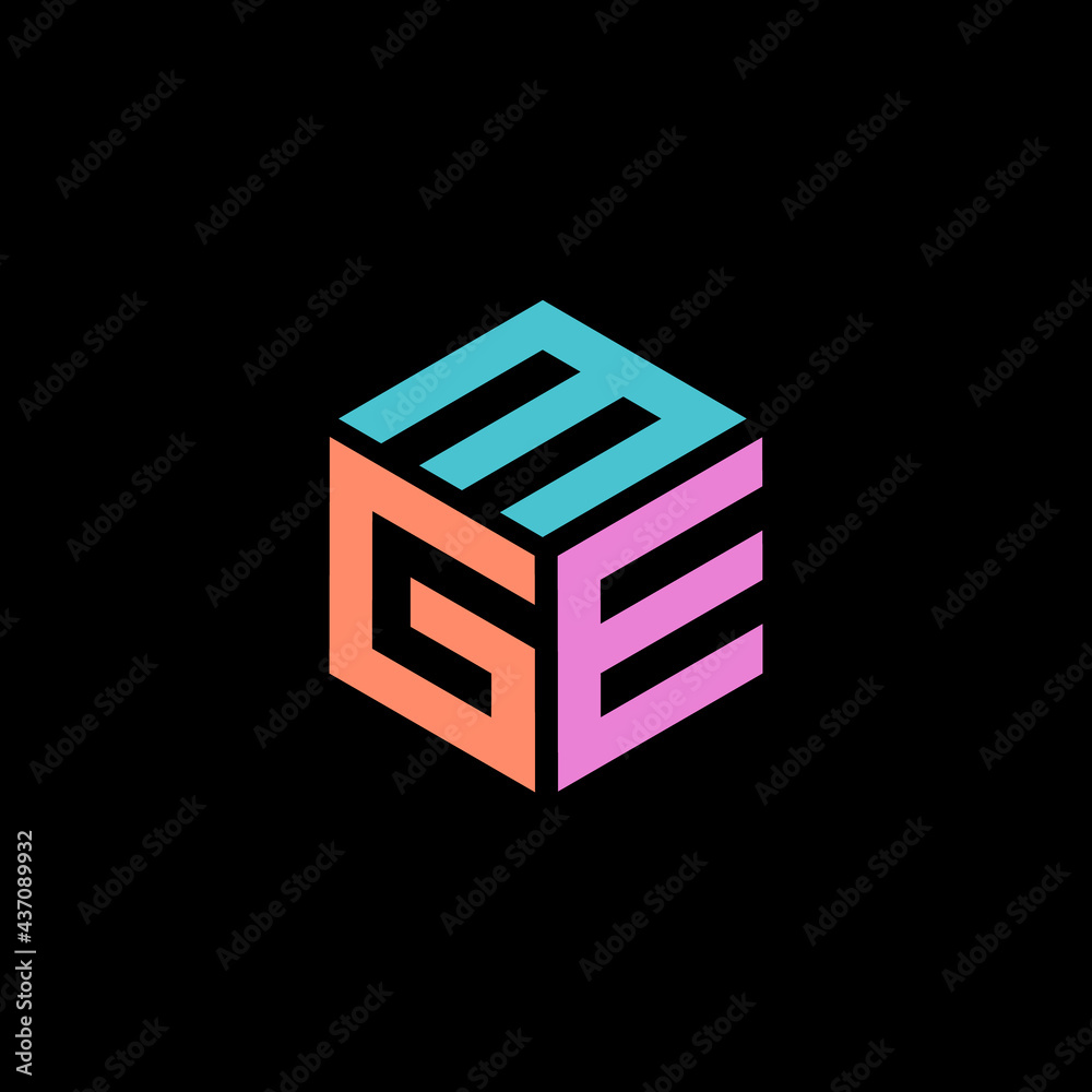 Hexagon logo with the letters MGE design Hexagon logo with the letters MGE design