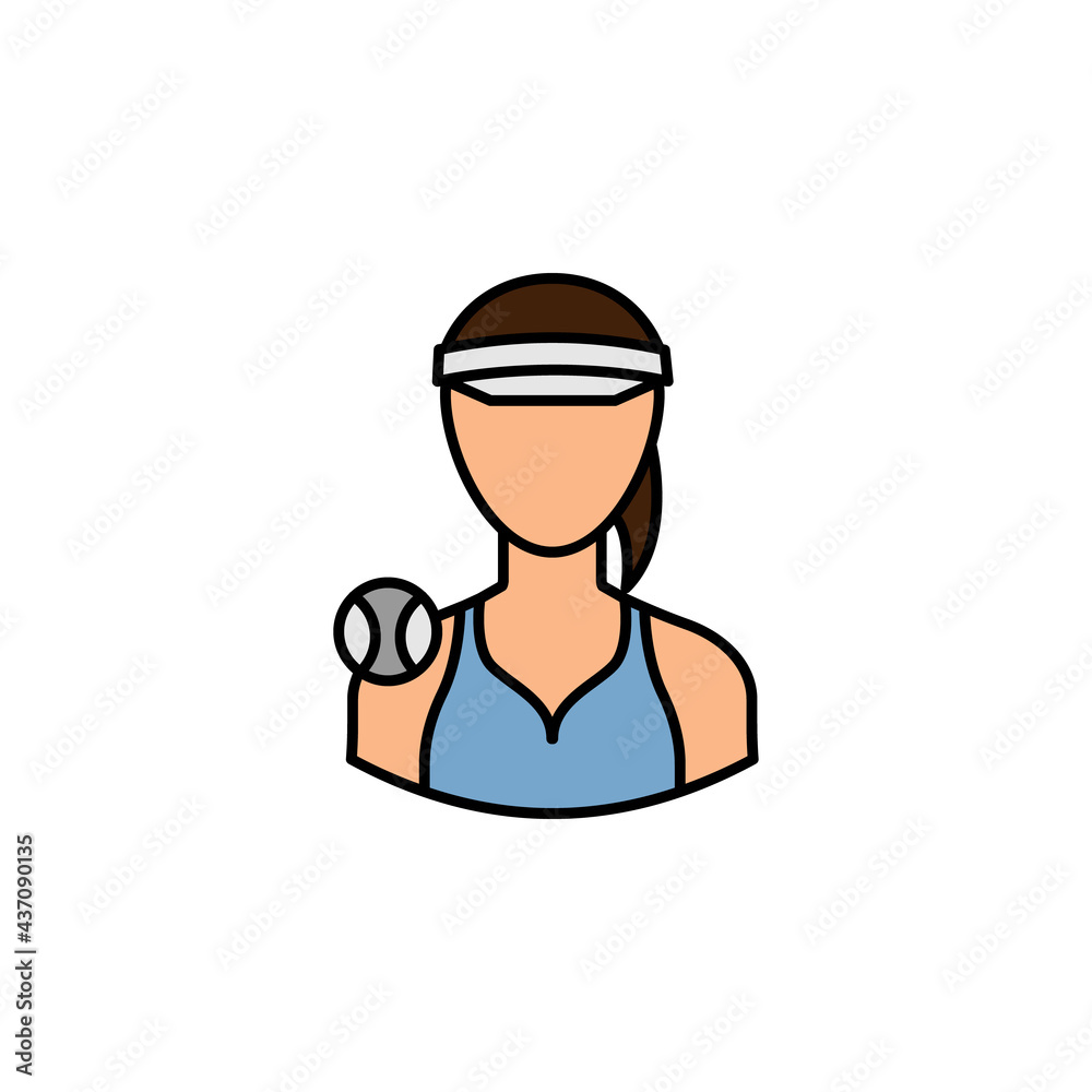 avatar tennis player outline colored icon. Signs and symbols can be used for web logo mobile app UI UX