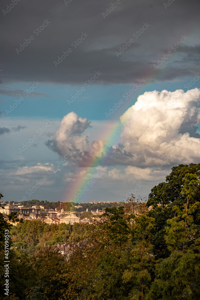 Rainbow and clouds over the city of Rome, Italy
Panoramic view.