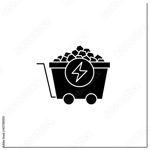Coal energy glyph icon. Nonrenewable energy source. Fuel to generate electric power. Electricity concept. Filled flat sign. Isolated silhouette vector illustration