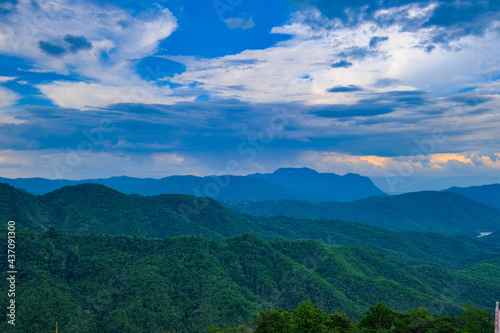 beautiful landscape nature of rain forest and mountain background. tropical forest of thailand.