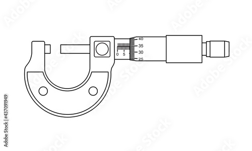 micrometer. Measuring tool and instrument for high-precision measurements for industry 
and business. Vector illustration isolated on white background.