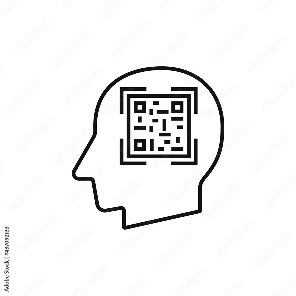 Human head with QR code silhouette vector illustration Human head with QR code silhouette vector illustration