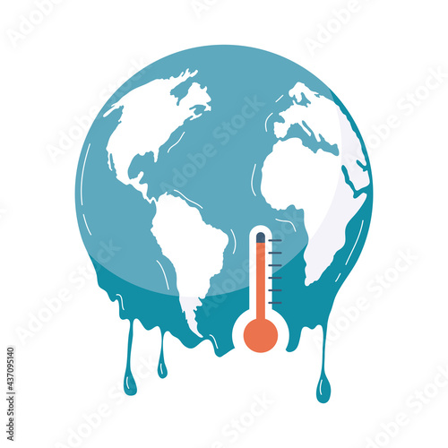 earth melting with thermometer