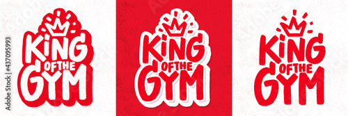 King of the GYM. Vector handwritten lettering set.
