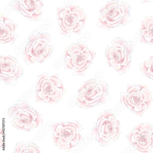 Bild auf Leinwand Seamless pattern. Spring delicate rose flowers. Digital printing