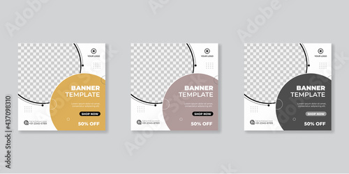 Minimalist promotion square web banner for social media furniture or fashion sale