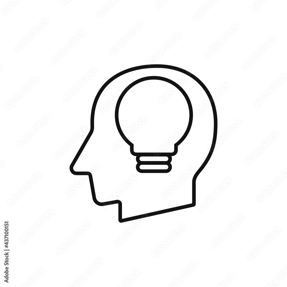 Human head with light bulb silhouette vector illustration Human head with light bulb silhouette vector illustration