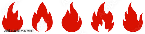 Fire red, flames icon set. Logo design fire. Vector illustration