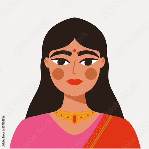 Indian desi girls in traditional clothes with traditional gold earrings