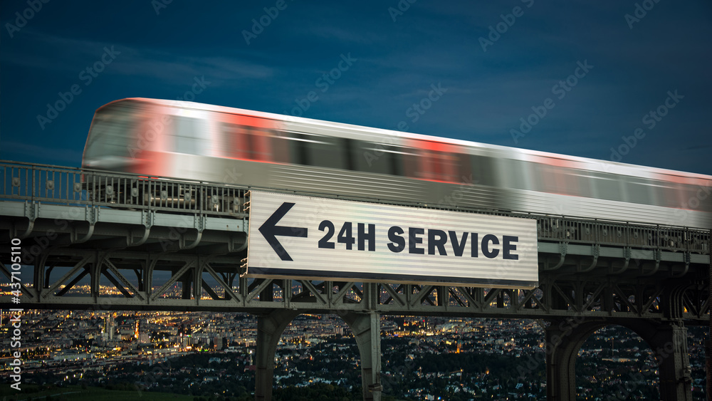 Obraz premium Street Sign to 24h Service