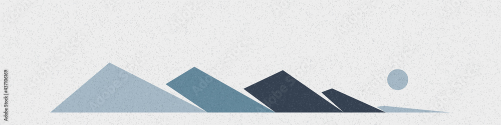 Fototapeta premium Geometric Mountains silhouette landscape art poster illustration