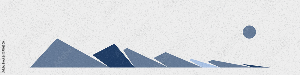 Geometric Mountains silhouette landscape art poster illustration Geometric Mountains silhouette landscape art poster illustration