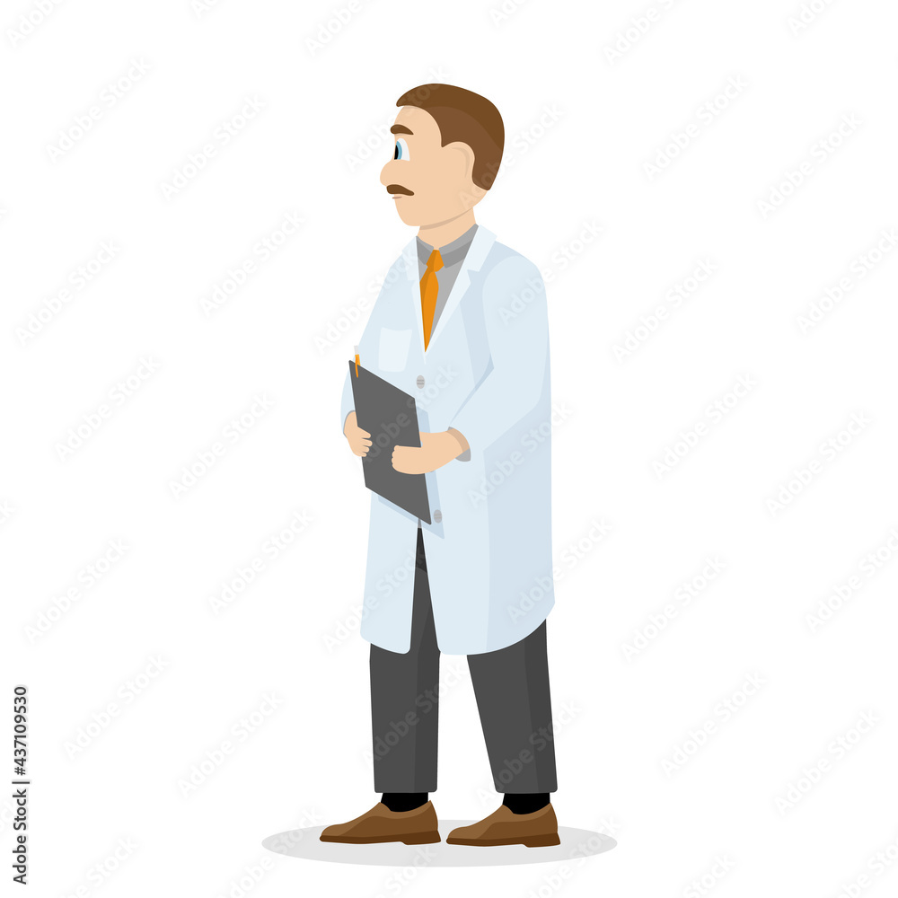 The doctor stands with a clipboard ready to prescribe treatment. The doctor stands with a clipboard ready to prescribe treatment.