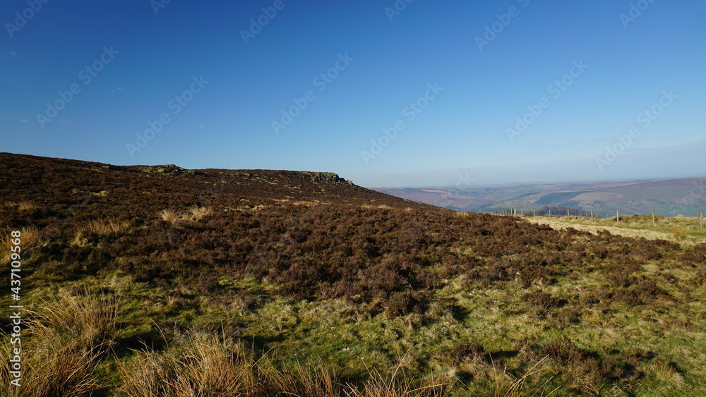 Bright blue sky on Higger Tor, National Peak District, United Kingdom