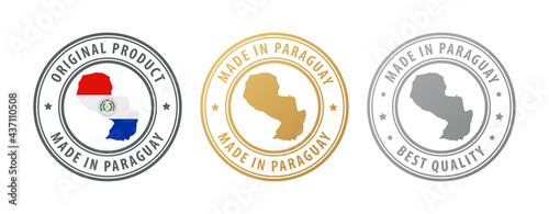 Made in Paraguay - set of stamps with map and flag. Best quality. Original product.