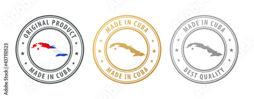 Made in Cuba - set of stamps with map and flag. Best quality. Original product.